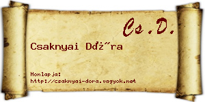 Csaknyai Dóra névjegykártya